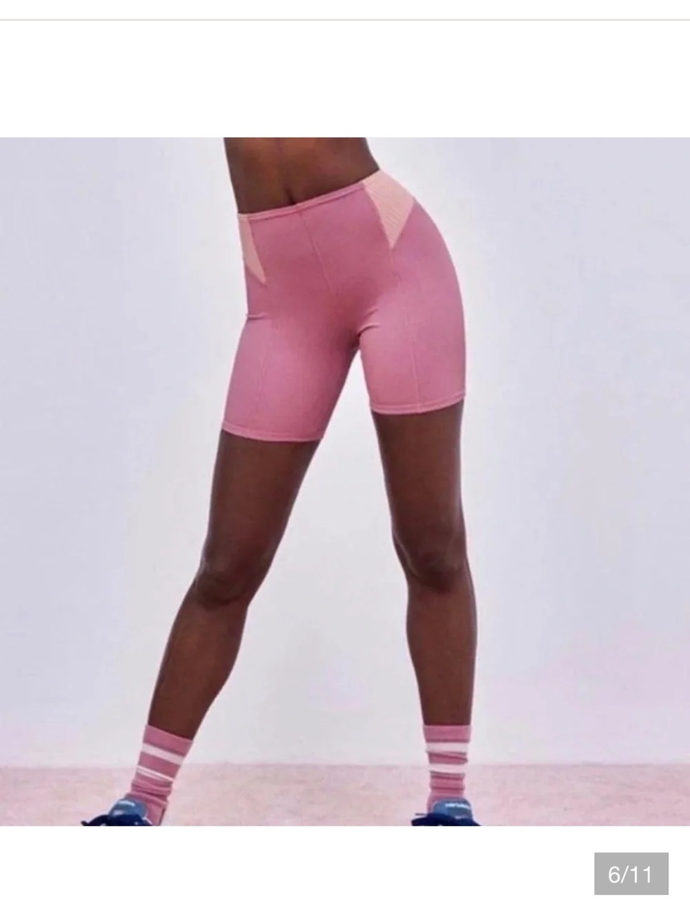 For Love & Lemons Women's Dani Ribbed Pink Biker Shorts